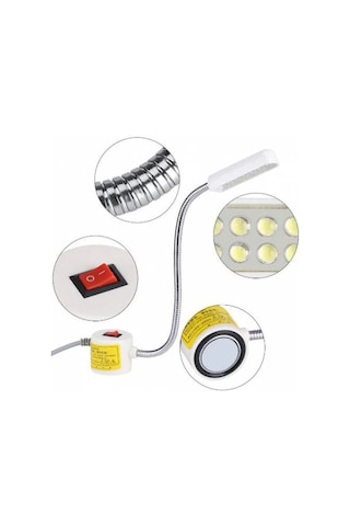 Metal T Spiral Dikiş Makinası Lambası Mıknatıslı 10 Ledli