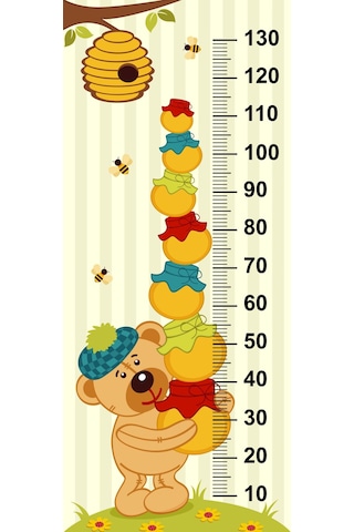 Çocuk Odası Bebek Odası Boy Ölçer Boy Cetveli Sticker Ayı Ve Bal