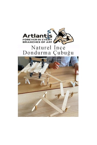 Dar Dil Çubuğu 100 Adet Ahşap Dondurma Çubuğu Naturel Maket Hobi Okul Proje Tasarım