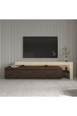 Beliz Modern Led Işıklı 3 Kapaklı, Raflı Tv Sehpası 192 Cm Traverten/ceviz Beliz Modern Led Işıklı 3 Kapaklı, Raflı Tv Sehpası 192 Cm Traverten/ceviz