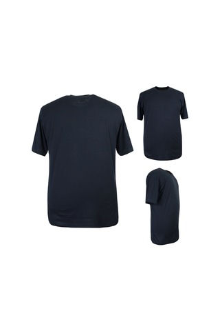 Erkek 72 Kilo-200 Kilo Arası İçin Uygun Bisiklet Yaka Düz Tişört Lacivert