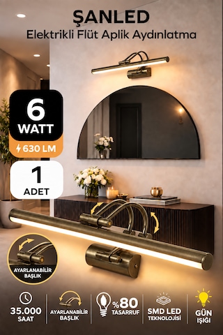 6w Elektrikli Flüt Led Aplik Eskitme Renk Gün Işığı Ayarlanabilir Başlık 1 Adet