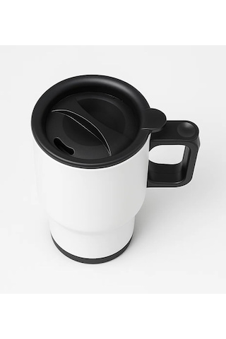 Bk Gift Coffee Tasarımlı Kulplu Beyaz Çelik Bardak Termos Mug 450ml-2, Sevgiliye Hediye, Arkadaşa Hediye, Eşe Hediye