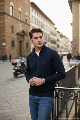 Buratti Pamuklu Relaxed Fit Yarım Fermuarlı Dik Yaka Erkek Sweat 5901232 Lacivert