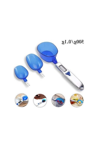 Dancemonkey Yüksek Hassasiyetli Lcd Ekran Dijital Ölçüm Kaşığı 500gr-0.1gr, Küçük Boyutlu Tasarım Gri - Mavi