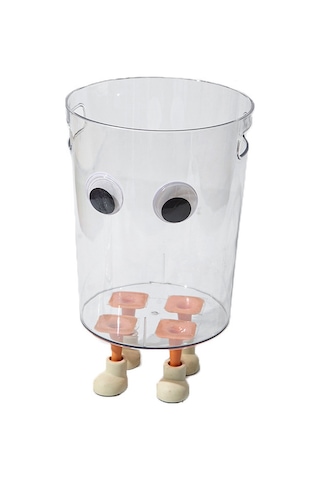 Yeni Yaratıcı Çöp Kovası Şeffaf Çöp Kutusu Gözler + Ayaklar Büyük Boy Şeffaf