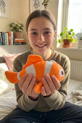 Mavi-yeşil Renkli Şirin Balık Figürlü Plüş Aksesuar - 20 Cm Yumuşacık Çocuk Yatak Eşlikçisi Hediye Konsepti Turuncu
