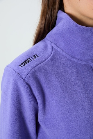 Tommy Life Eflatun Dik Yaka Fermuarlı Rahat Form Kadın Polar Sweatshirt - 97173 Eflatun