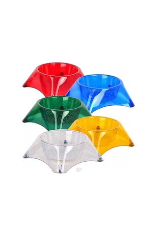 Kaymaz Ayaklı Simli Plastik Köpek Mama ve Su Kabı 250 ML