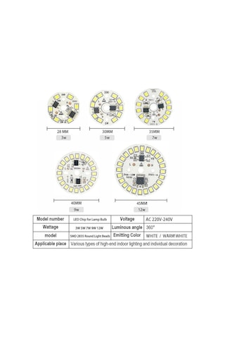 Jms Sıcak Beyaz Pcb Kurulu Aydınlatma Lambası Ic Sürücüsü 3w 5w 7w 9w 12w Ampul Çip Lamba Ampul Işık Boncuk Led Çip 12w
