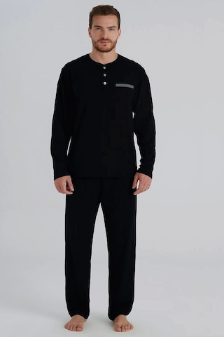 Eros 960 Erkek Uzun Kol Patlı Pijama Takımı Siyah