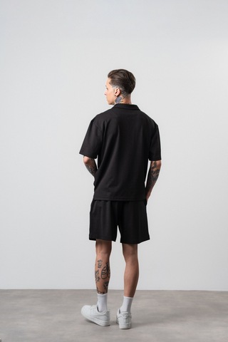 Respire Erkek La Dolce Vita Yazılı Regular Fit T-shirt Şort Takım Siyah
