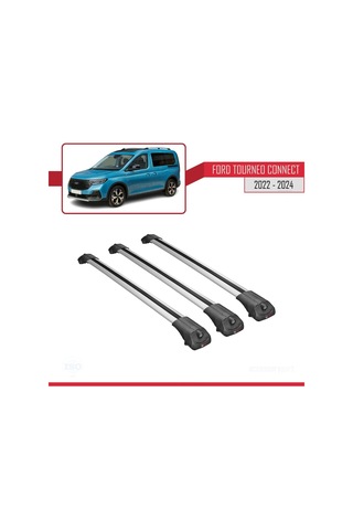 Ford Turneo Connect 2022 Ve Sonrası İle Uyumlu Ace-1 Ara Atkı Tavan Barı Gri 3 Adet Bar