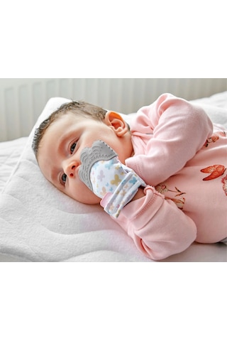 Babyjem Bebek Diş Kaşıyıcı Eldiveni Kelebek Gri