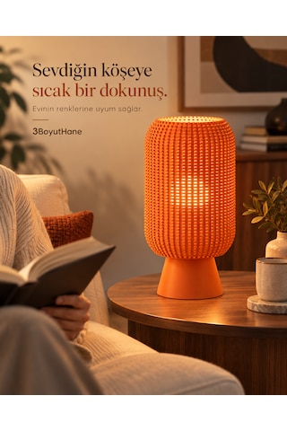 Modern Dekoratif Masa Lambası Salon Ve Yatak Odası İçin Abajur, 10 Renk Seçeneği, E14 Led Uyumlu Turuncu
