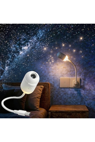 Yıldızlı Gökyüzü Gece Işığı Projektörü, Taşınabilir 2'si 1 Arada Projektör, 12 Projeksiyon Filmleri, 360 Ayarlanabilir Parlaklık Kontrolü, Led Gece Işığı Çocuklar Ve Y