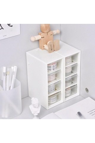 Masaüstü Kozmetik Saklama Kutusu 4 Çekmece Üniteleri Konteyner Kasa Küçük Organizatör Kutusu Diğer