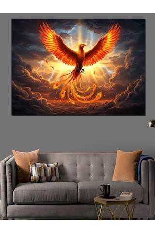 Yükselen Anka Kuşu Dekoratif Kanvas - Mdf Ahşap Tablo