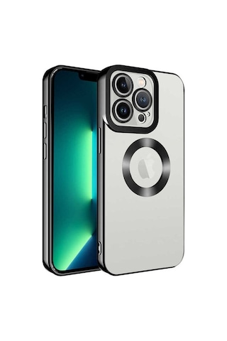 Apple Uyumlu iPhone 11 Pro Max Kılıf Kamera Korumalı Logo Gösteren Zore Omega Kapak Siyah