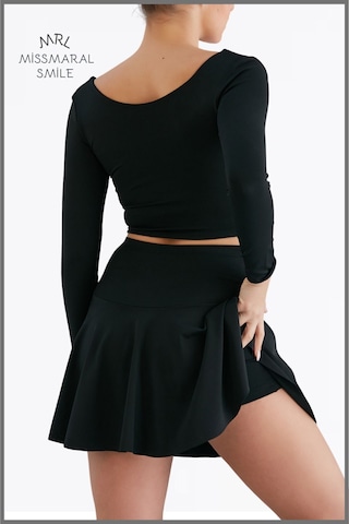 Siyah Yüksek Bel Volanlı Şortlu Spor Etek Deniz Şortu Skirt With Shorts 1101 Siyah