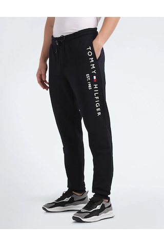 Tommy Hilfiger Erkek Alt Eşofman Yazı Logo Nakışlı Siyah