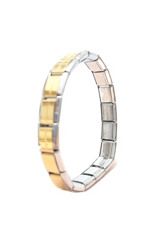 Çelik Bileklik İtalyan Charm Model Unisex Erkek Kadın 3 Mm 18 Cm Ortası Altın Sarısı Gold Gümüş Gold - Gümüş