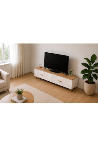 Pema Home Bohem %100 Mdf Membran Kaplama Peri Tv Ünitesi Beyaz