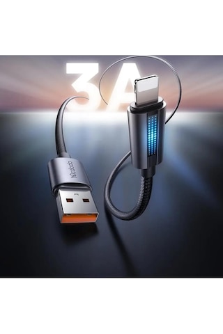 Mcdodo Ca-5660 Usb Apple Uyumlu iPhone Led Işıklı Data Şarj Kablosu 1.2m - Siyah