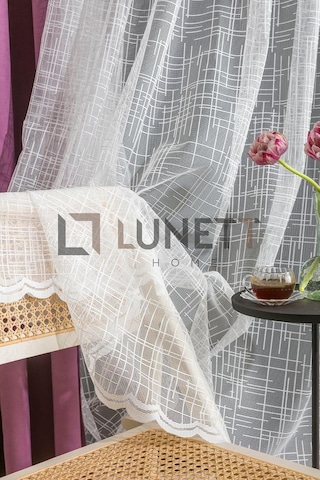 Hypatia Çizgili Sık Pileli 1x3 Tül Perde Salon Balkon Mutfak Tülü, 200 X 250 Diğer