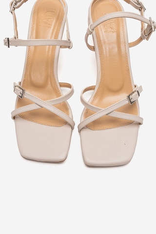 Luvishoes Nebel Bej Cilt Kadın Topuklu Ayakkabı