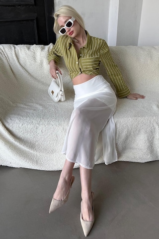 Madmext Madmext Beyaz Şifon Kadın Etek Mg2340 Beyaz