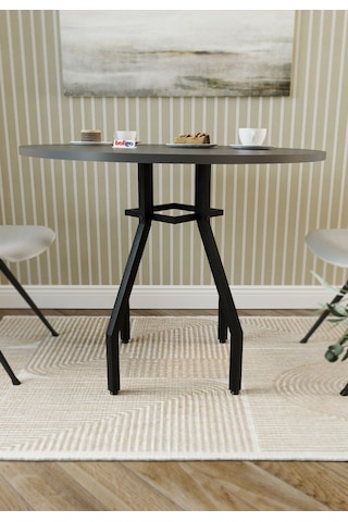 Bofigo Yuvarlak Yemek Masası 80 Cm Mutfak Masası Balkon Masası Roma Antrasit Antrasit