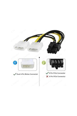8 Pin Ekran Karti Power Kablosu - Pcıe Ekran Kartı Güç Kablo 8 Pin Power To Molex