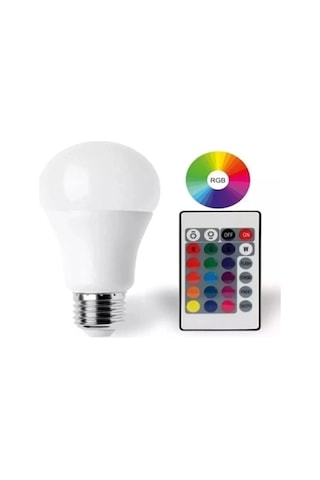 9w E27 Rgb Ve Beyaz Işık Kumandalı Ampul Renkli
