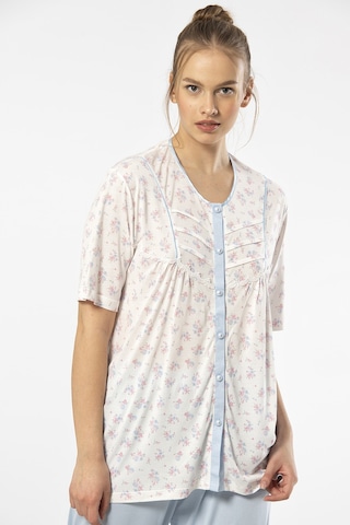 Türen 3370 Kadın Büyük Beden Kısa Kollu Pijama Takım-mavi Mavi