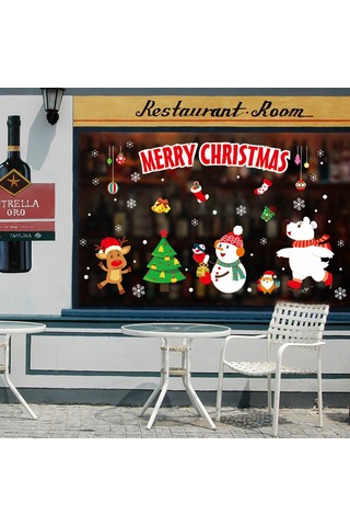 Gajeena Noel Dekorasyonu Pvc Duvar Sticker - Geri Çekilebilir Pencere Cam Aksesuarı M-122 Diğer