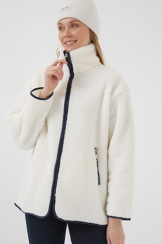 Gabria Fermuarlı Peluş Mont Ekru - Siyah