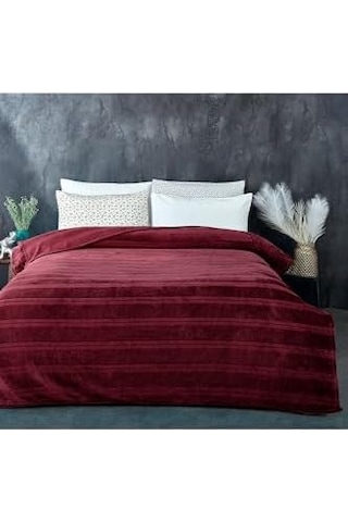 Mayer Supersoft Yumuşak Tek Kişilik Battaniye 150x230 Cm Kırmızı Açık Bej