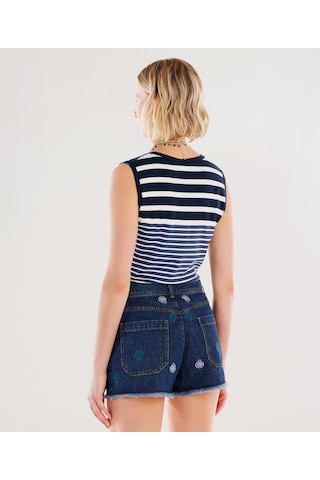 Yargıcı Nakış Detaylı Denim Şort 25ykbr8023x 515 Mavi