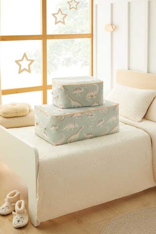 Ocean Home Textile 4'lü Çocuk Odası Dinozor Hurç Set 2 Adet 30 X 22 X 18 / 2 Adet 52 X 28 X 21 Cm Yeşil