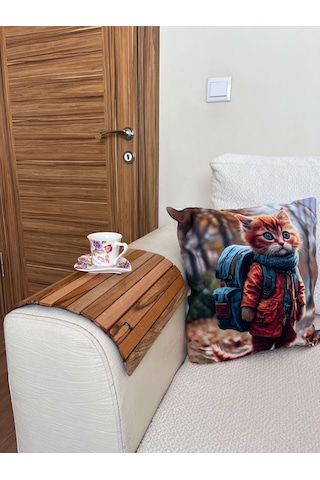 Koltuk Kenarı Katlanabilir Yan Sehpa Portatif Ahşap Tepsi - 30x40 Cm Ahşap