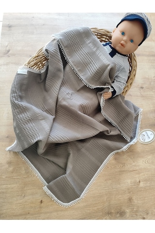 Kahve Pike Bebek Battaniyesi Doğal Organik Yaşam Örtüsü Çok Amaçlı Mevsimlik Yenidoğan 80x90 Cm Kahverengi