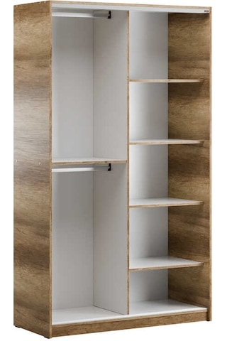 Elit Plus Aynalı Sürgülü Gardırop-açık Ceviz Tori 120x207x52 Cm Gxyxd