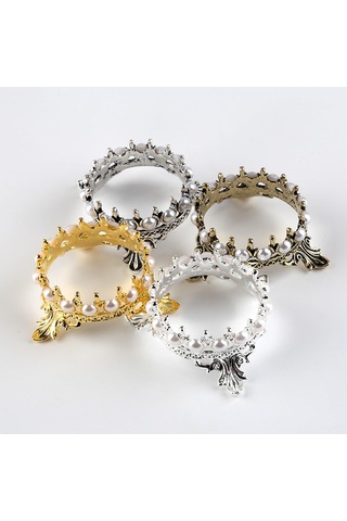 Geeksen "taç Şekilli İnci Süslemeli Tırnak Fırçası Ve Makaj Fırçası Tutucu - Ev & Kuaför Kullanımı İçin"