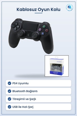 Konsol Gamepad Joystick Ps4 Uyumlu Kablosuz Analog Oyun Kolu Blue