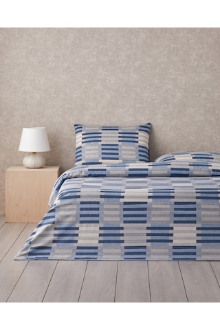 English Home Blockform Kolay Ütülenir Çift Kişilik Çarşaflı Nevresim Takımı 200x220 Cm Koyu Mavi-bej Koyu Mavi-bej