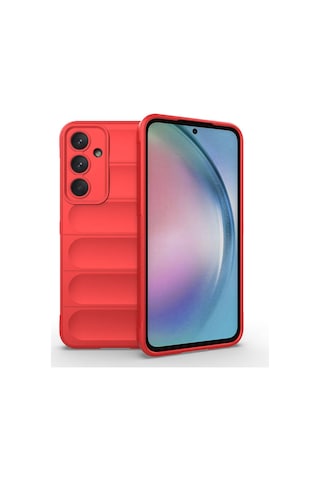 Galaxy Uyumlu A55 Kılıf Esnek Tpu Oyuklu Arka Yüzey Tasarımlı Zore Etnik Silikon Kapak Kırmızı