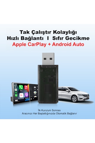 Dark 2 İn1 Kablosuz Carplay Ve Android Auto Adaptörü