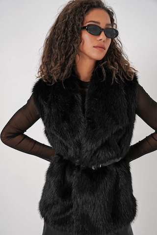 Gabria Kürklü Yelek Siyah