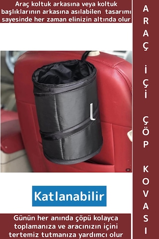 Dayanıklı Oto Koltuk Arkası Başlığa Asılabilir Outdoor Kamp Piknik Araç İçi Katlanabilir Çöp Torbası Çok Renkli